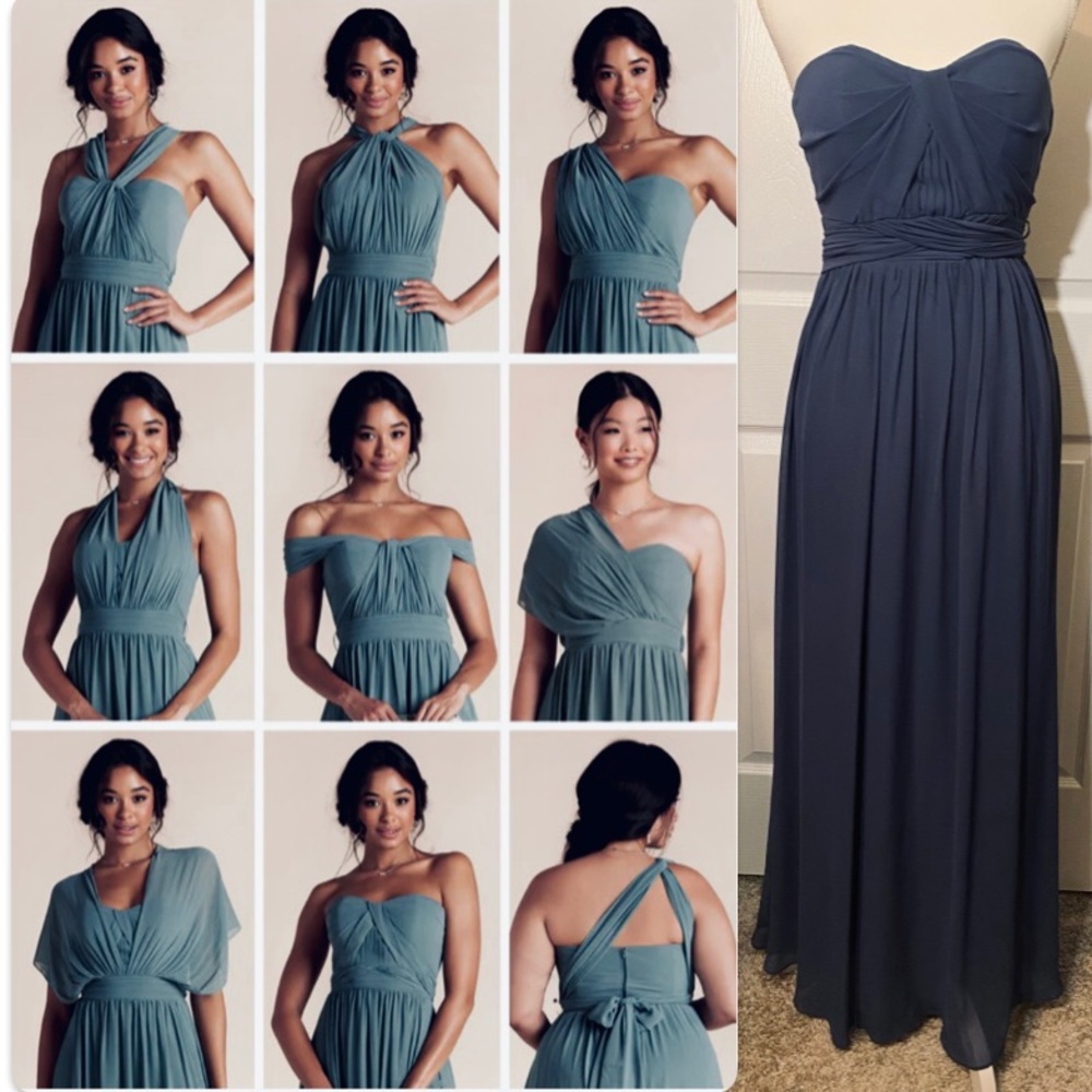 BIRDY GREY Grace Convertible Dress Chiffon Dusk Blue XS